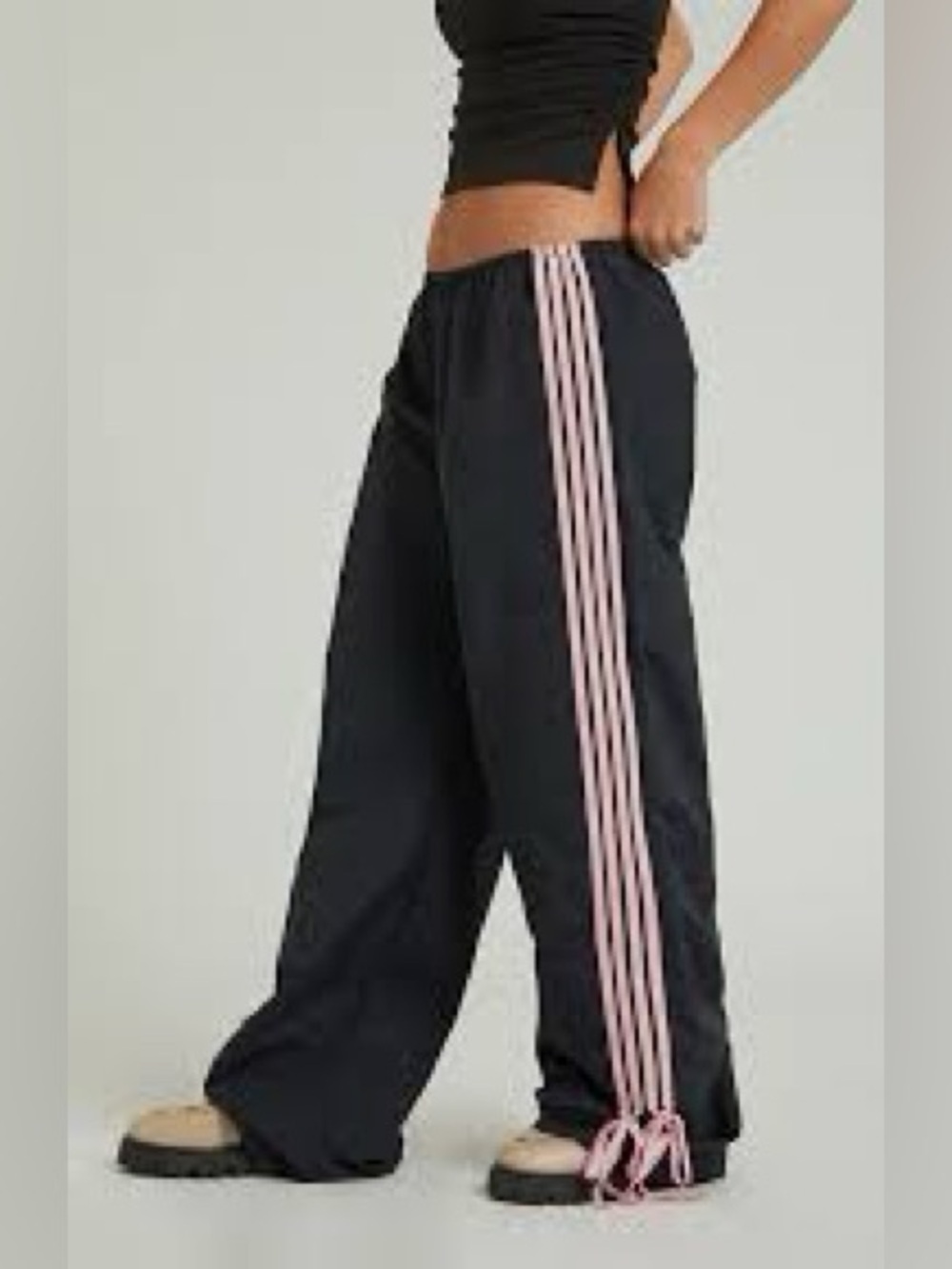 PacSun Black Joggers with Pink Side Stripes 815